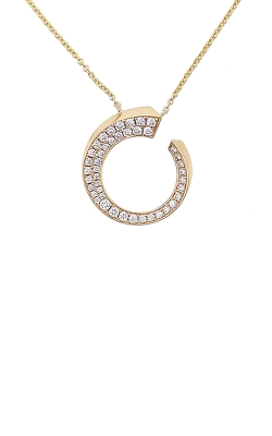 Albert's 14k Yellow Gold .48ctw Pave Diamond Open Circle Necklace with 18'' Adjustable Chain N1424-14Y-ADJ