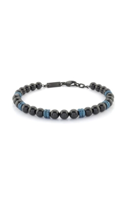 Italgem Stainless Steel Erasto Black and Blue Beaded Bracelet BB-184