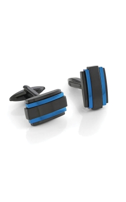 Italgem Stainless Steel Blue and Black Striped Cufflinks CL54