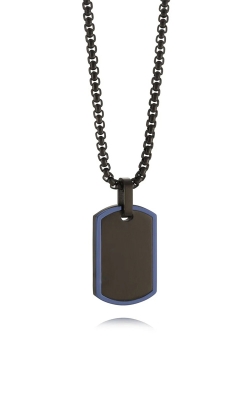 Italgem Stainless Steel Blue and Black IP Matte Dog Tag Pendant SP129-BL-BK