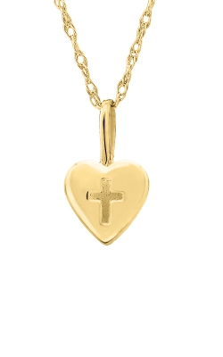 Albert's Kids 14k Yellow Gold 15'' 9x13mm Heart Cross Necklace GP147