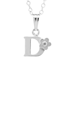Albert's Kids Sterling .01ctw Diamond Initial D Flower Necklace with 15'' Chain P203-D