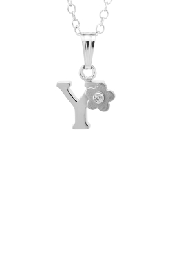 Albert's Kids Sterling .01ctw Diamond Initial Y Flower Necklace with 15'' Chain P203-Y