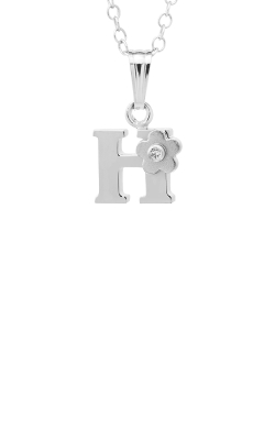 Albert's Kids Sterling .01ctw Diamond Initial H Flower Necklace with 15'' Chain P203-H