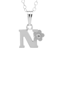 Albert's Kids Sterling .01ctw Diamond Initial N Flower Necklace with 15'' Chain P203-N