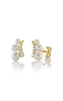 Shy Creation 14k Yellow Gold .11ctw Diamond and Cultured Pearl Stud Earrings SC55025950
