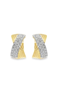 Shy Creation 14k Yellow Gold .80ctw Diamond Pave X Hoop Earrings SC22009835RDD0.60