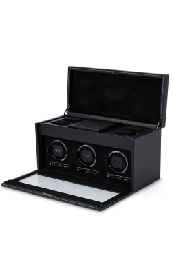 WOLF British Racing Triple Black Watch Winder With Storage 792302