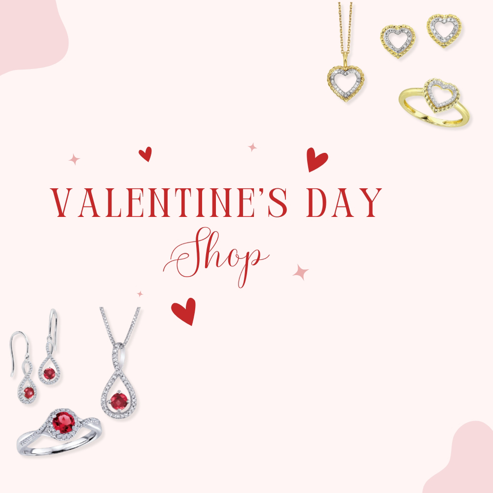 valentine's day shop text with jewelry